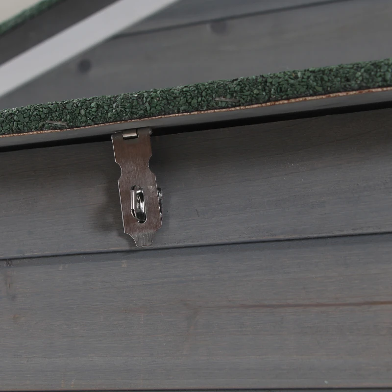 PawHut 63" Wooden Chicken Coop Hen House Poultry Cage for Outdoor Backyard with Raised Garden Bed, Run Area, Nesting Box and Removable Tray, Gray