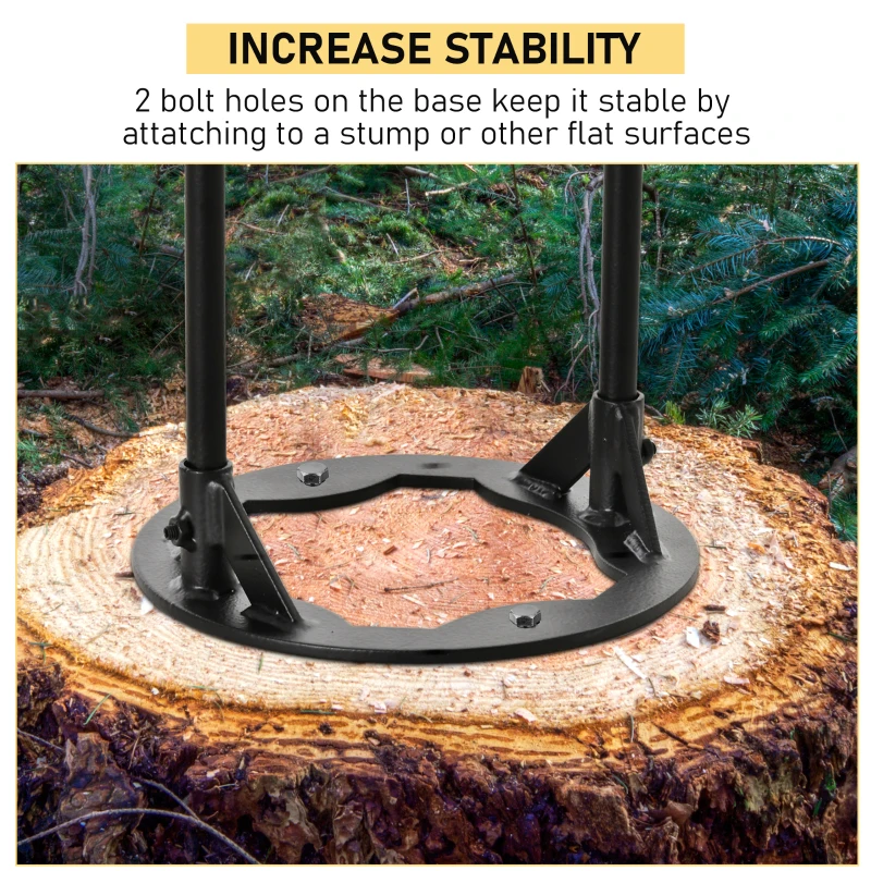 Outsunny Firewood Kindling Splitter Stand with Hand Guard, Wood Splitter, Carbon Steel Manual Wood Cracker, Log Wedge Cutter, Single Blade, Black, 8.75" Dia x 12.25" H