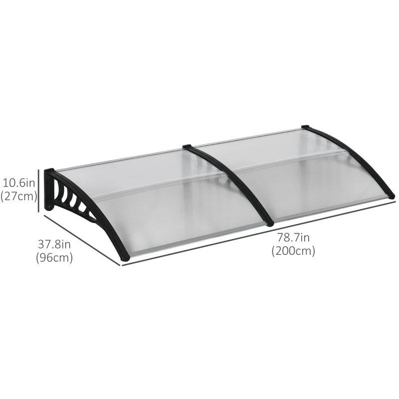 Outsunny Awning Door Canopy, 78.7" x 37.8", Polycarbonate Front Door Outdoor Patio Cover for UV Protection, Clear