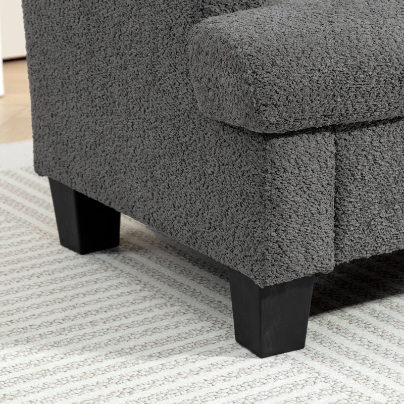 HOMCOM Modern Armchair, Upholstered Chenille Accent Chair with Wood Frame and Back Pillow for Living Room, Dark Grey