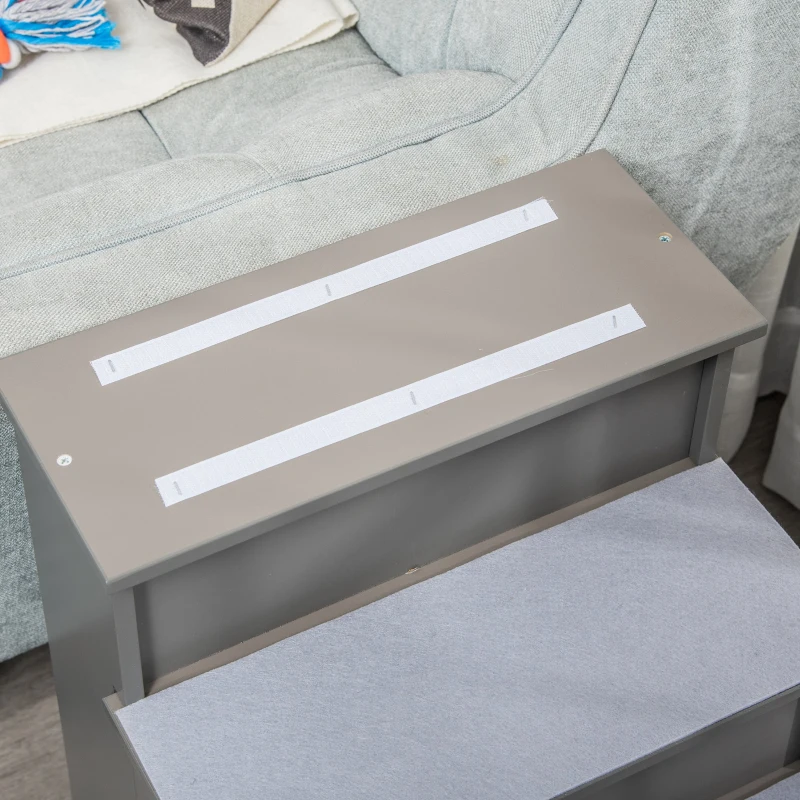 PawHut Pet Stairs, Small Dog Steps for Couch Bed with Cushioned Removable Covering, 15.75" x 23.25" x 21.25", Grey