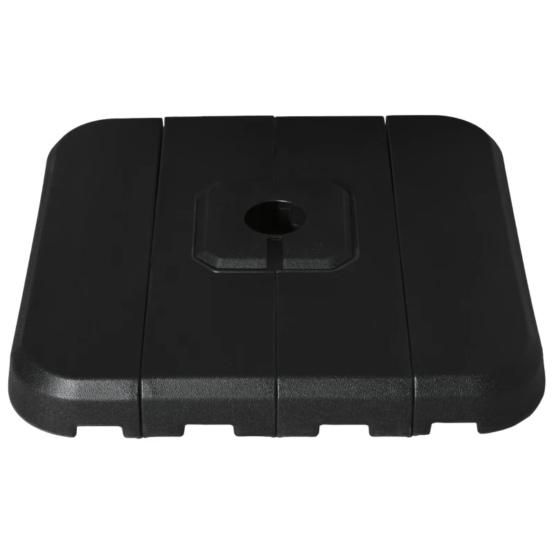 Outsunny 4 Pieces Square Patio Umbrella Base Stand, Outdoor Cantilever Offset Umbrella Weights, 198lb Capacity Water or 286lb Capacity Sand, Black