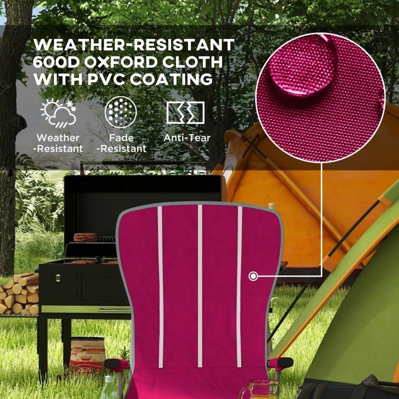 Outsunny Folding Camping Chair High Back Portable Lawn Chair w/ Storage Pocket, Cup Holder and Carrying Bag for Outdoor, Beach, Picnic, Hiking, Travel, Wine Red