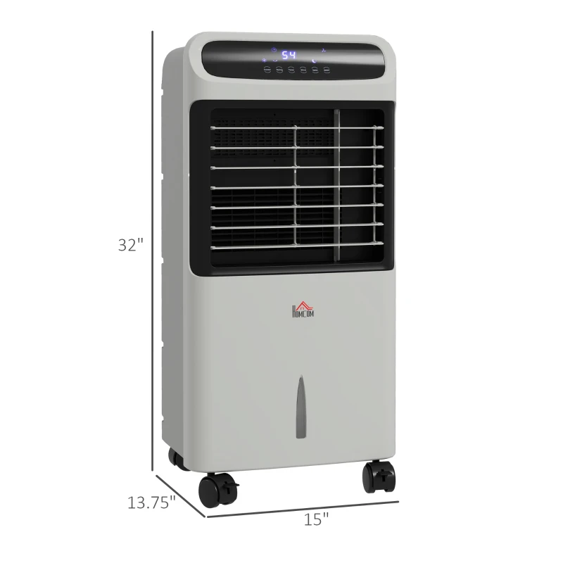 HOMCOM 3-In-1 Ice Cooling Fan, Mobile Evaporative Air Cooler with Remote, Timer, Oscillating for Home Office, Bedroom, Gray