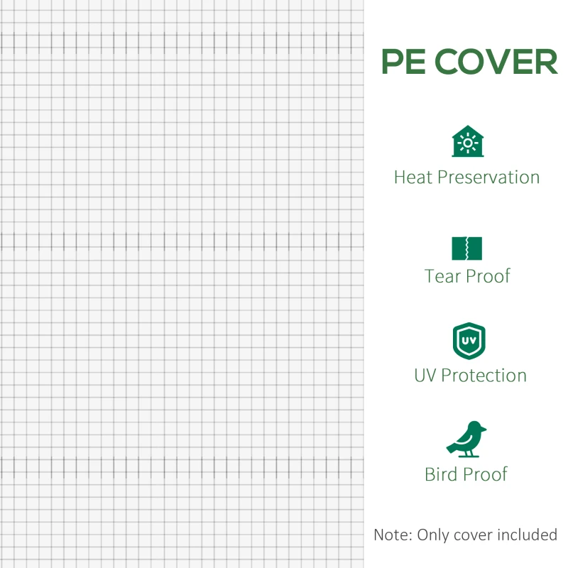 Outsunny 19.7' x 9.8' x 6.6' Plastic Greenhouse Cover Replacement, Heavy Duty Waterproof Tarp for Hoop House, Sheeting with 12 Windows, Door & Reinforcement Grid, White(m-6)