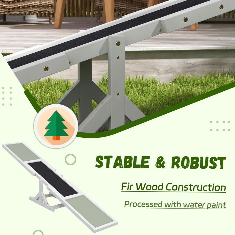 PawHut Wooden Dog Agility Seesaw for Training and Exercise, White