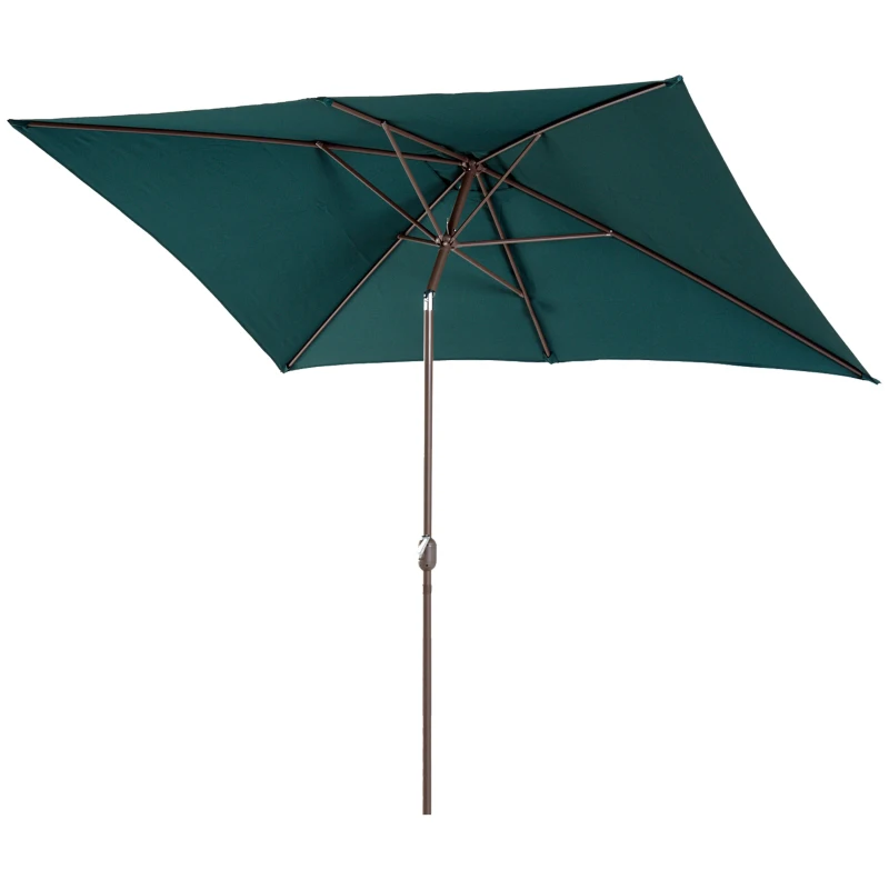 Outsunny 6.5x10ft Rectangle Aluminum Tilt Patio Umbrella Garden Market Parasol Outdoor Sunshade Canopy with Crank(Green)
