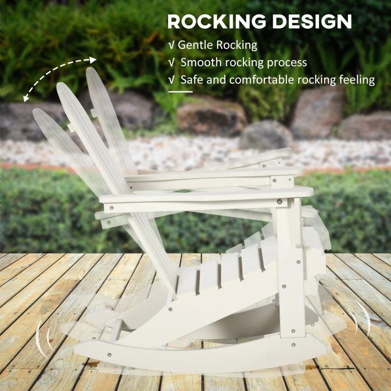 Outsunny Outdoor Rocking Chair, HDPE Adirondack Porch Rocker Chair for Garden, Patio, White