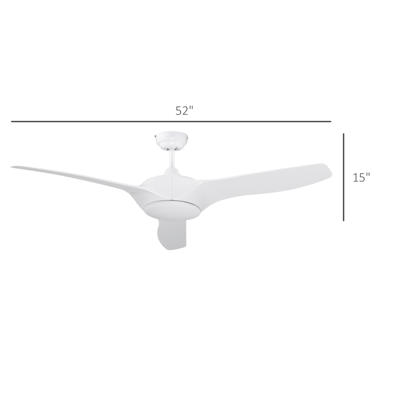 HOMCOM 52" Reversible Indoor Ceiling Fan with Light, Modern Mount LED Lighting Fan with Remote Control, for Bedroom, and Living Room, White