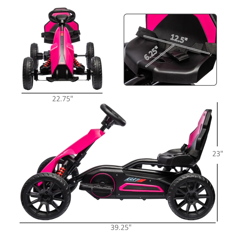 Aosom 12V Electric Go Kart for Kids w/ Adjustable Speed, Pink