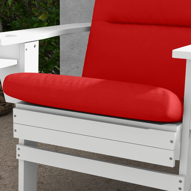 Outsunny Patio Chair Cushions for Adirondack Chair Replacement Cushions with Back and Ties, Set of 2, Wine Red