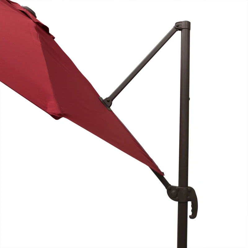 Outsunny 10ft Cantilever Patio Umbrella with 360° Rotation, Crank & Cross Base for Garden Deck Pool Backyard, Wine Red
