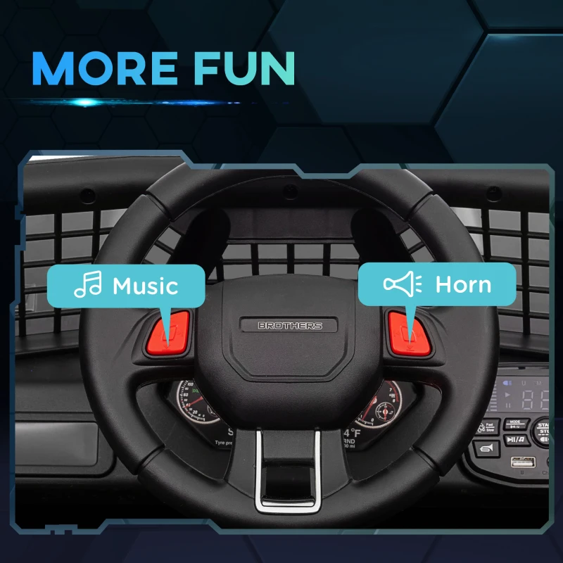 Qaba 12V Ride on Car, Ride on Truck w/ Remote, 4 Suspension Wheels, 3 MPH Max Speed, Music, Horn & Lights, Black