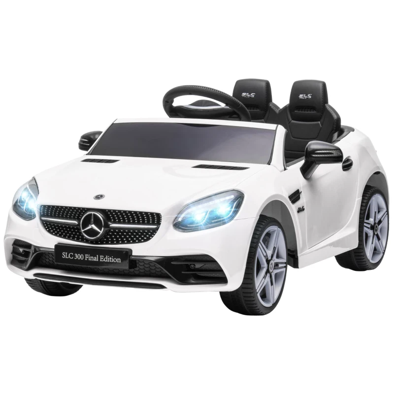 Aosom Mercedes SLC 300 Licensed Kids Electric Car with Remote Control, 12V Battery Powered Kids Ride on Car with Music, Lights, Suspension for 3-6 Years Old, White