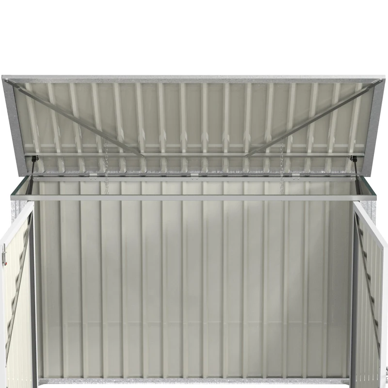 Outsunny 6x3 ft Garbage Can Shed, Horizontal Garbage Can Organizer with Double Door and Lid Rubbish Cover, for 2 Trash Cans, Green