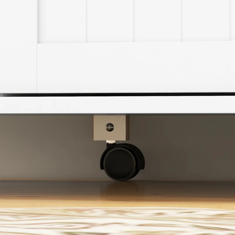 HOMCOM Rolling Kitchen Cart on Wheels with Drop Leaf, Kitchen Island with 3 Drawers, Solid Wood Top and Towel Rack, White