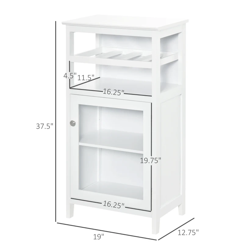 HOMCOM Wine Cabinet with 4 Bottle Wine Rack, Open Shelf, Acrylic Door Cabinet with Adjustable Shelf, White