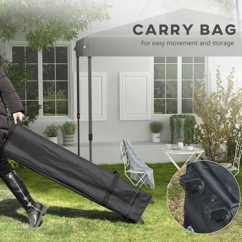 Outsunny 10x10FT Pop Up Canopy with 1-Button Push, Carry Bag, Stakes, Ropes, Sandbags, Height Adjustable Instant Sun Shelter