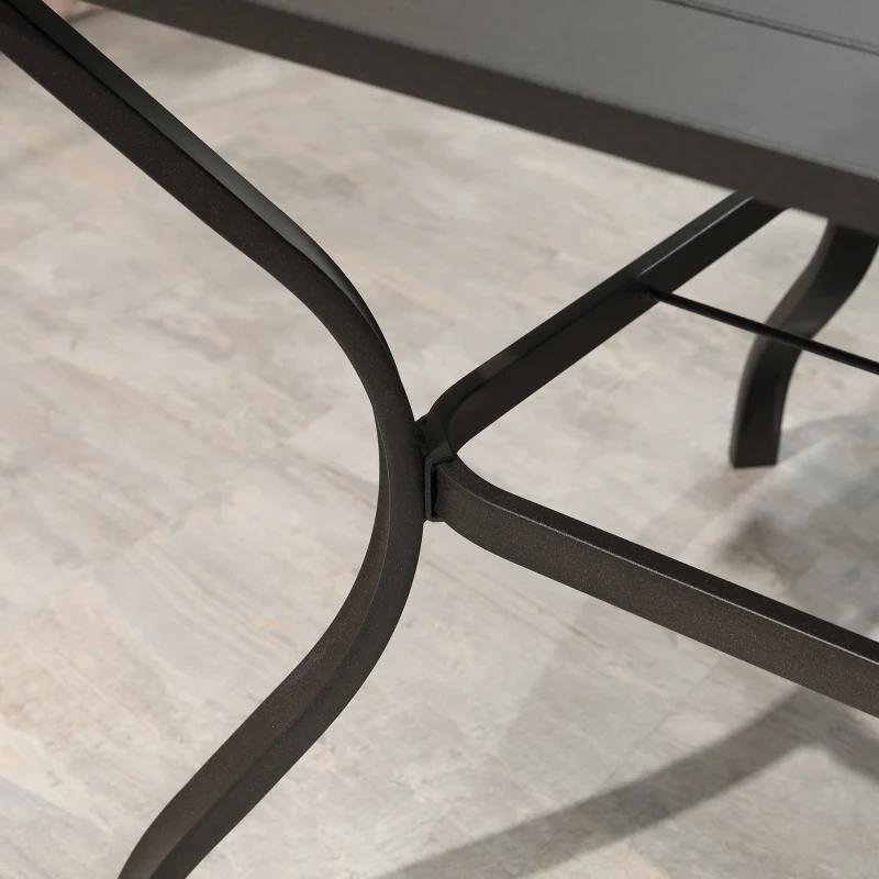 Outsunny 5-Piece Outdoor Patio Dining Set, 4 Swivel Rocker Chairs and 37" x 37" Dining Table Furniture Set with Umbrella Hole for Garden, Lawn and Backyard, Brown