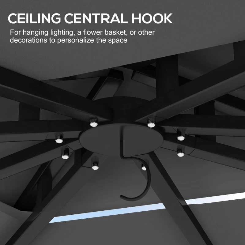 Outsunny 10' x 12' Outdoor Gazebo with Nettings, Patio Gazebo Canopy for Patio Garden Backyard Deck, Dark Grey