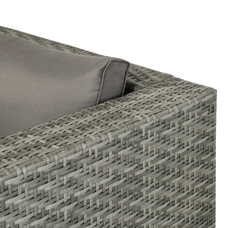 Outsunny Patio Furniture Set, 9 Piece Outdoor Sectional Sofa, All-Weather PE Rattan Wicker Conversation Set with Chairs, Ottoman, Loveseat, Coffee and Side Table, Cushions, Gray