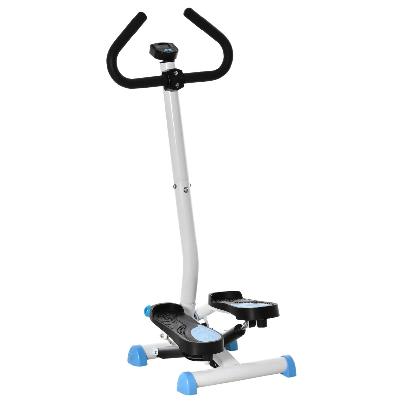 Soozier Twist Stepper Exercise Machine with Adjustable Resistance, LCD Screen - White & Blue