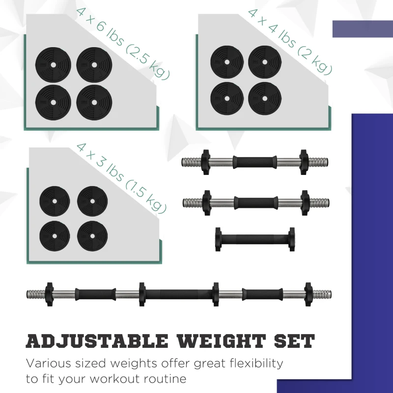 Soozier 55LBS 2-in-1 Adjustable Barbell & Dumbbells Set, Weights Set with Non-slip Handles for Men and Women Home Gym Training