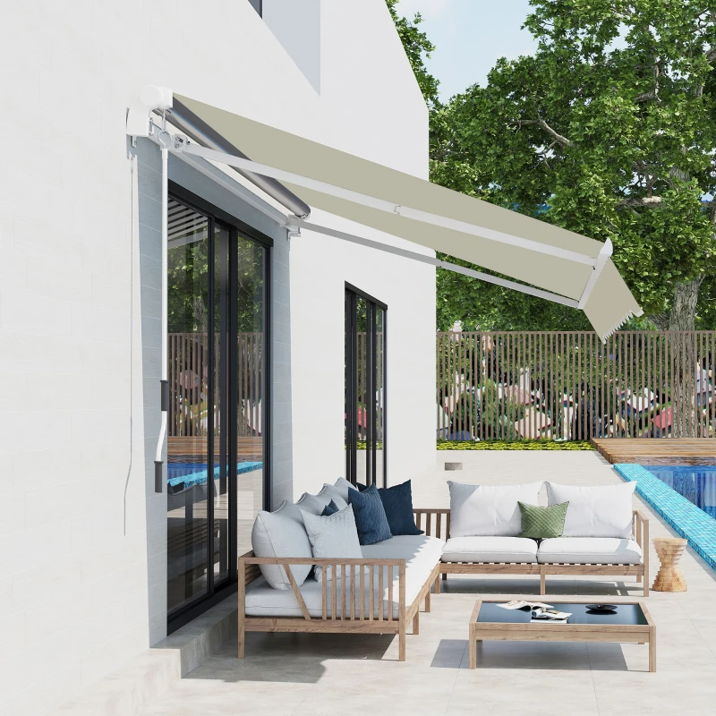 Outsunny 10' x 8' Retractable Awning Fabric Replacement Outdoor Sunshade Canopy Awning Cover, UV Protection, Cream White