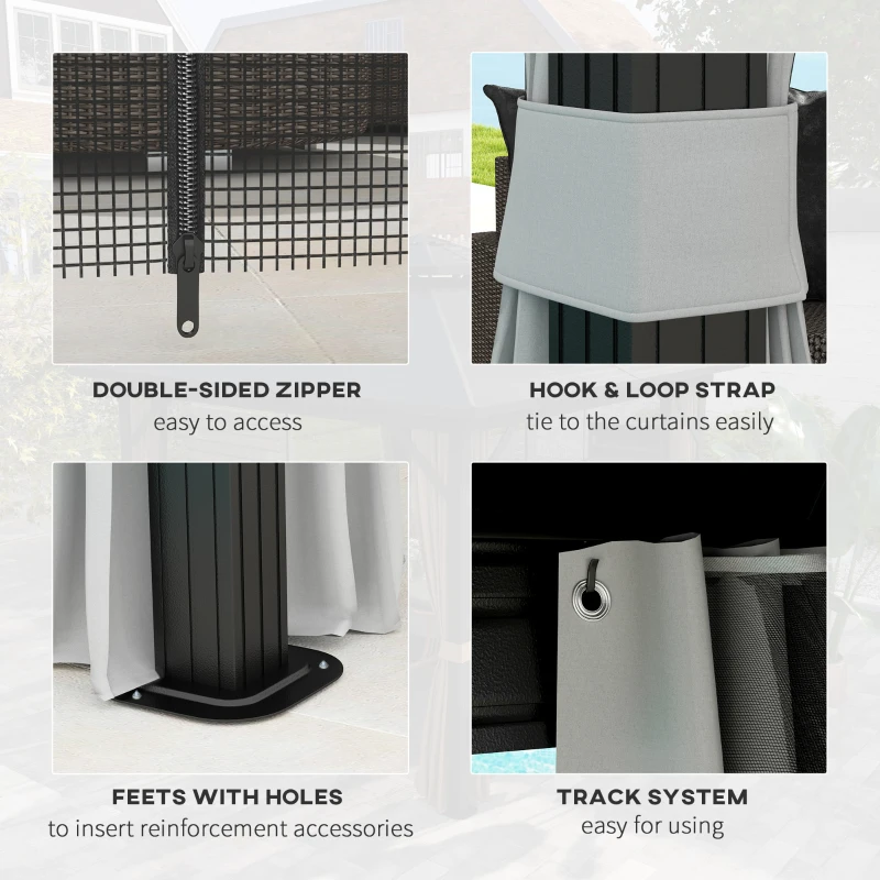 Outsunny 10' x 10' Hardtop Gazebo, Sun Shelter with Double Tier Metal Roof, Mosquito Netting, and Hanging Hook, Light Grey