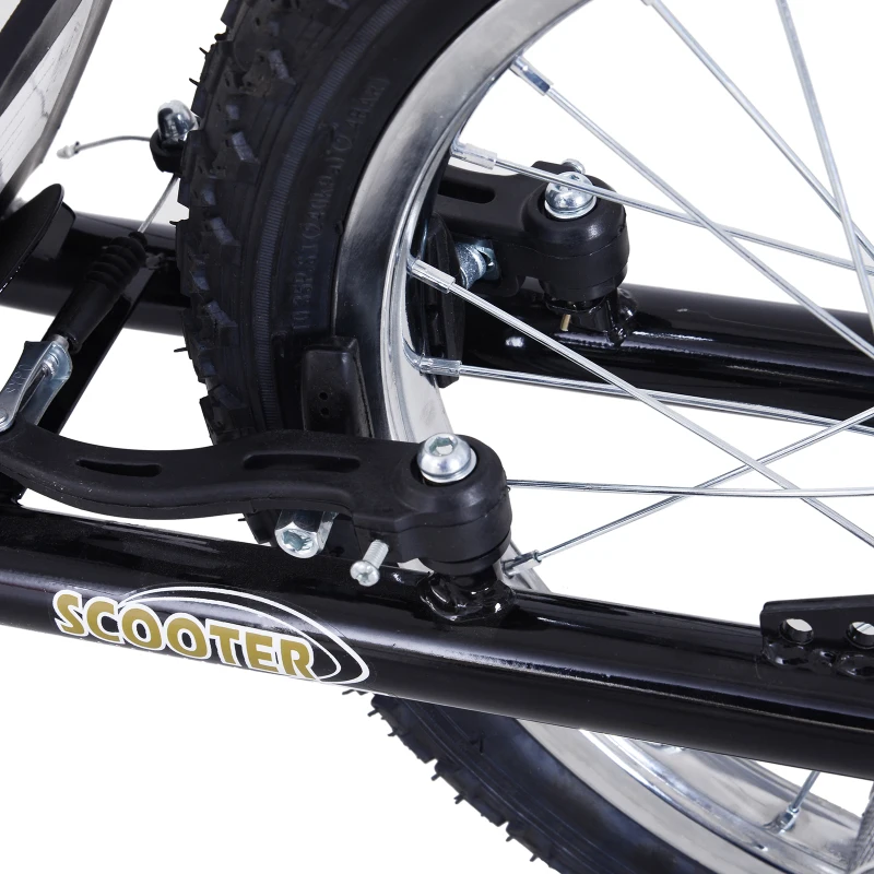 HOMCOM Youth Scooter Teen Kick Scooter Kids Children Stunt Scooter Bike Bicycle Ride On 16" Inflatable Wheels Black