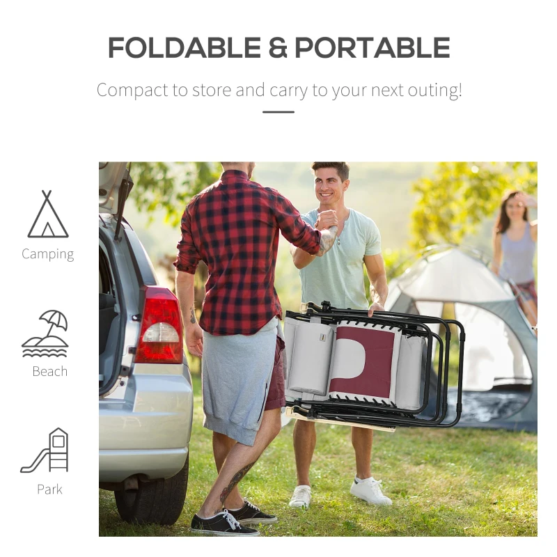 Outsunny Padded Zero Gravity Lounge Chair, Anti-Gravity Recliner Lounger Lawn Chair w/ Headrest, Side Tray, Outdoor Oxford Fabric, Supports 264 LBS, Red