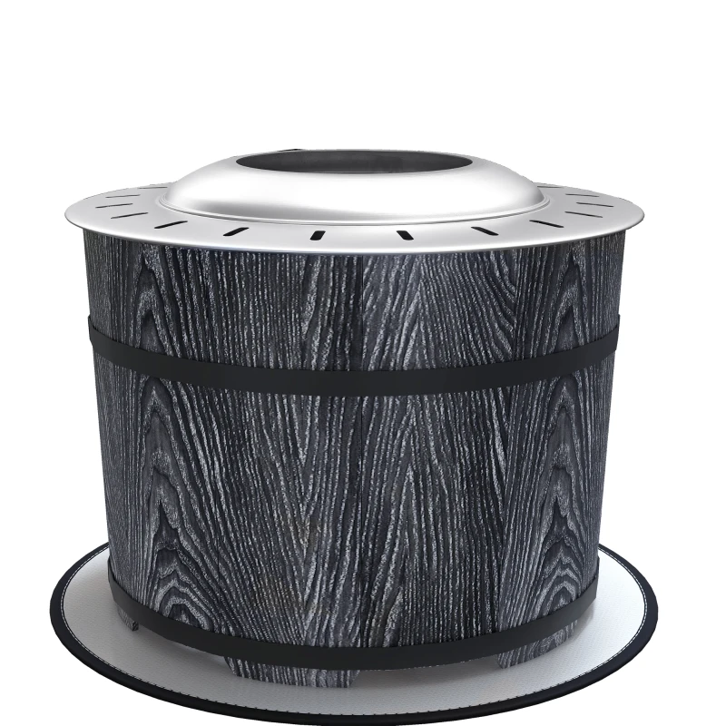 Outsunny Smokeless Fire Pit, Portable Camping Bonfire Stove with Mat for Backyard Patio Picnic, Magnesium Oxide, Black