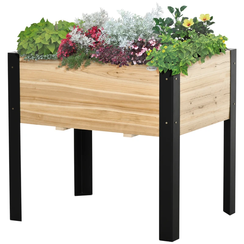 Outsunny 32'' x 24'' x 29'' Raised Garden Bed, Metal Legs Elevated Planter Box for Backyard, Patio to Grow Vegetables, Herbs, and Flowers