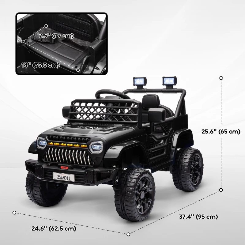 Qaba 12V Ride on Truck, Electric Car for Kids with Remote Control, Suspension, 3 Speeds, USB Music Headlights, Black
