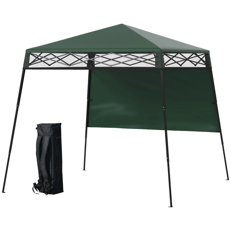 Outsunny 7' x 7' Pop Up Canopy Gazebo Tent with Backpack & Adjustable Legs, Green