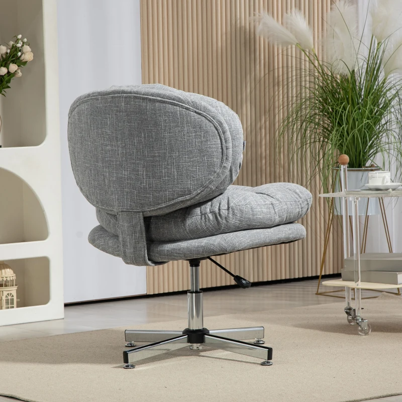 HOMCOM Computer Desk Chair, Armless Office Chair with Wide Padded Seat and Adjustable Height, Grey