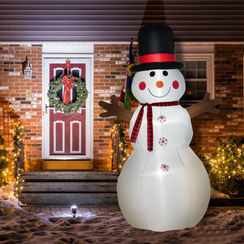 HOMCOM 6ft Christmas Inflatables Outdoor Decorations Snowman, Blow-Up Yard Christmas Decor with LED Lights Display