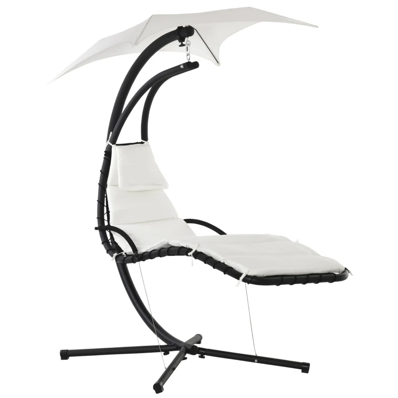 Outsunny Swing Chaise with Stand Floating Chaise Lounge Cream White