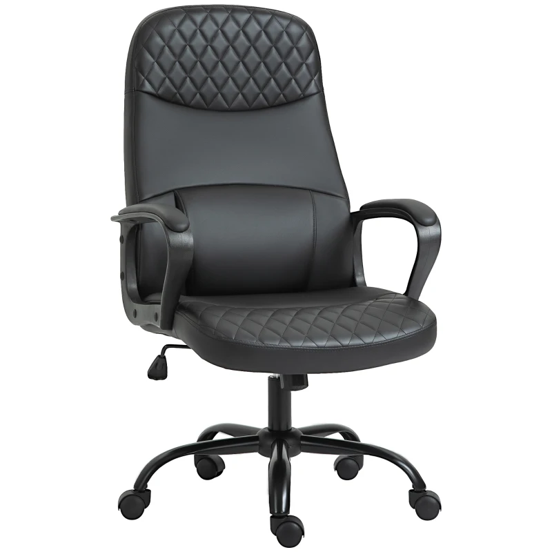 Vinsetto Massage Office Chair, PU Leather Swivel Chair with 2-Point Vibration Lumbar, USB Power and Adjustable Height, Black