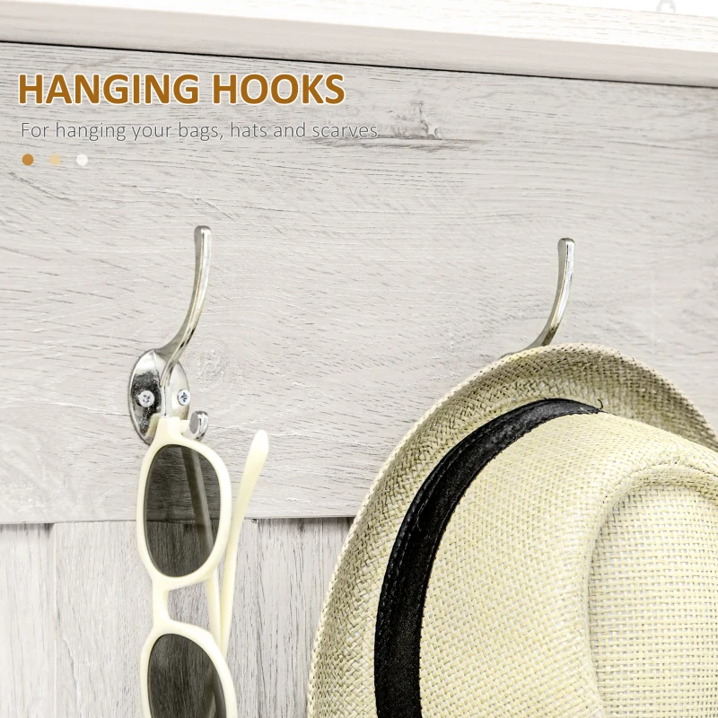 HOMCOM Hall Tree with Shoe Storage Bench Entryway Bench for Living Room, Distressed White