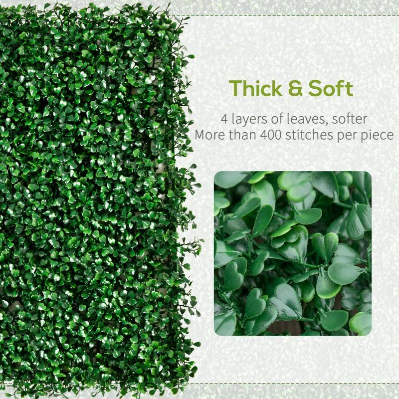 Outsunny 12PCs Grass Wall Panels, 20" x 20" Artificial Grass Wall Decor, Greenery Backdrop Panels Wall for Outdoor, Indoor, Garden, Fence, Backyard, Dark Green