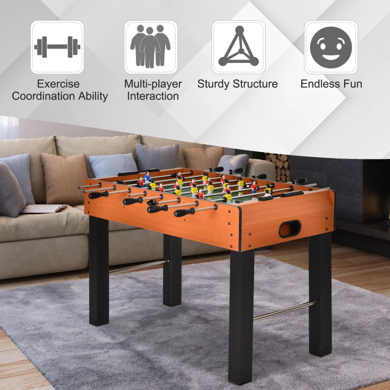 Soozier Foosball Table, 48" Wooden Soccer Game Table, with 8 Rods, 2 Balls Suit for 4 Players for Arcades, Pub, Game Room