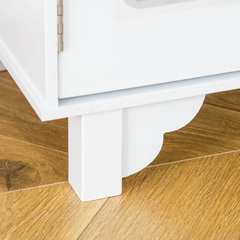 Qaba Kids Kitchen Play Cooking Toy Set, Educational Pretend Role Playset Game, with Sink, Faucet, Cooking Bench, Stainless Steel Pot, for 3-6 Years Old, White