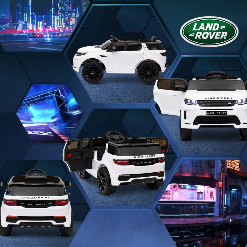 Qaba Land Rover Discovery Sport Licensed 12V Kids Ride on Car with Remote Control Soft Start, LED Lights, White