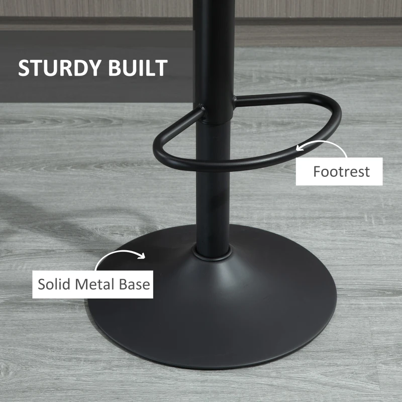 HOMCOM Adjustable Bar Stools Set of 2, Leathaire Swivel Barstools with Back and Footrest, Upholstered Bar Chairs for Kitchen, Dining Room, Home Pub, Grey