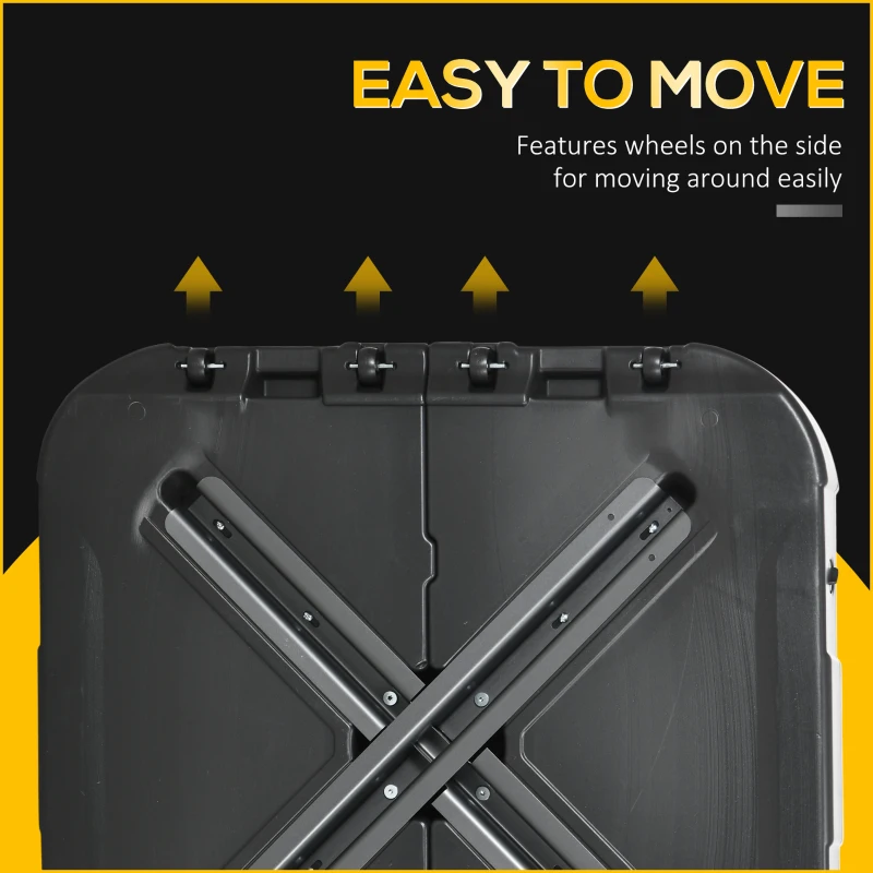 Outsunny Fillable Patio Cantilever Umbrella Base with Wheels, Heavy-duty Offset Umbrella Weights with Easy-Fill Spouts, Steel Cross Base, 430lbs Sand or 375lbs Water Filled, Black