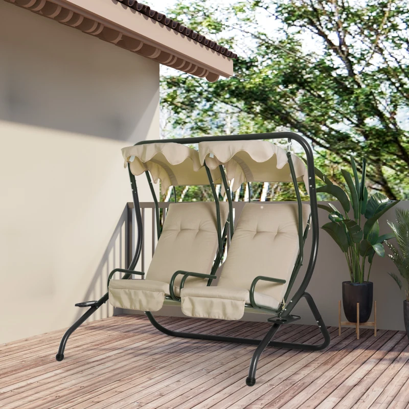 Outsunny 84A-052 Series 2-Seater Swing Canopy Replacement Top Cover, Beige