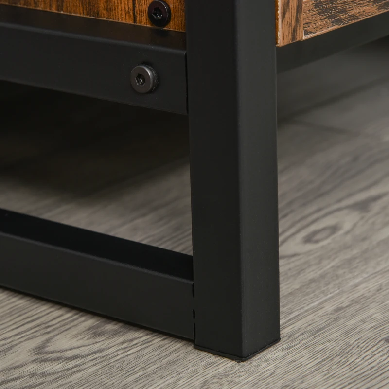 HOMCOM Retro Industrial 9-bottle Wine Rack Storage Cabinet Serving Bar Wood Buffet with  Glass Holders