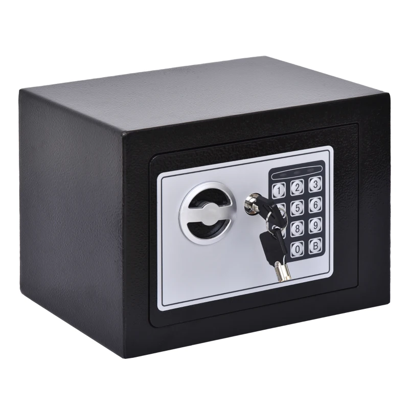 HOMCOM Small Steel Digital Electronic Safe Box Wall Mount Security Case Cabinet Keypad Lock Home Office Hotel Gun Cash Jewellery Black