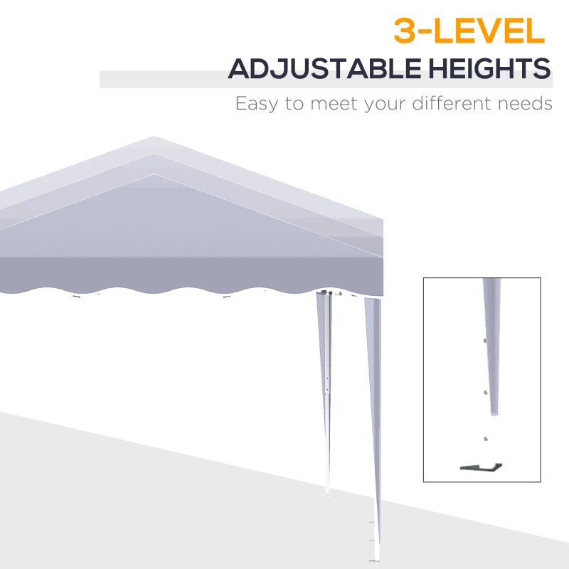 Outsunny 10' x 10' Pop Up Canopy Tent with Sand Bags, Instant Shelter with Adjustable Height and Carry Bag, Garden Outdoor Party Tent, White
